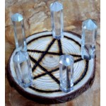 Oak Wooden Pentacle Altar Tile with Five Quartz Points